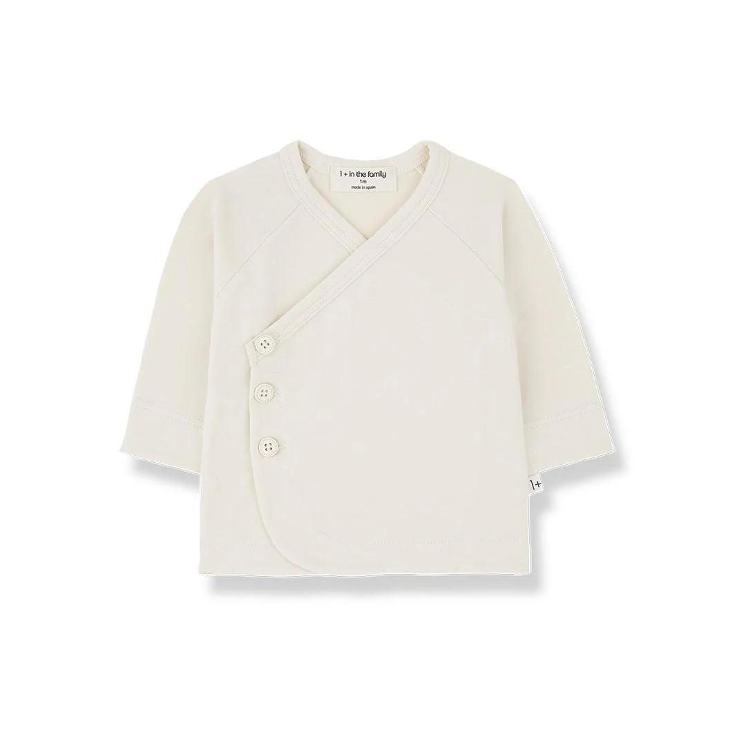 1+ In The Family Elodie Long Sleeve Newborn Shirt - Ecru
