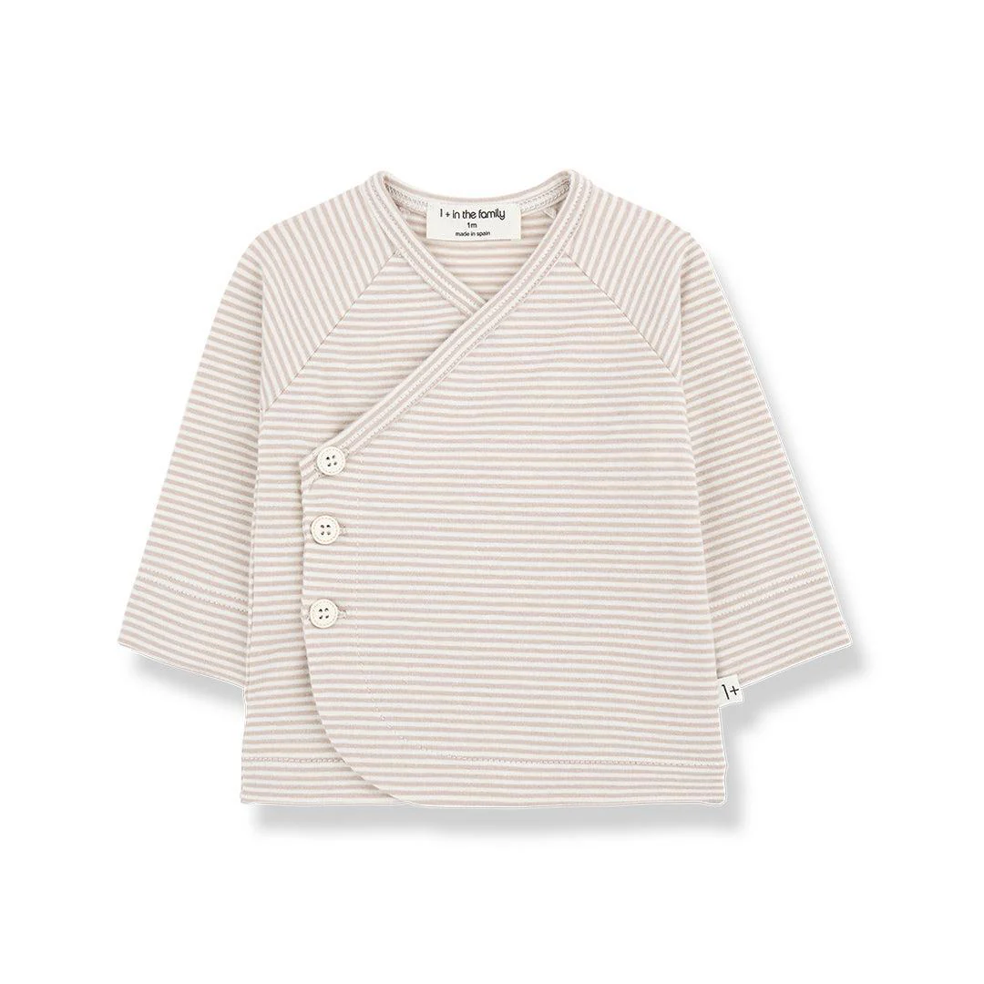 1+ In The Family Idara Long Sleeve Newborn Shirt - Beige