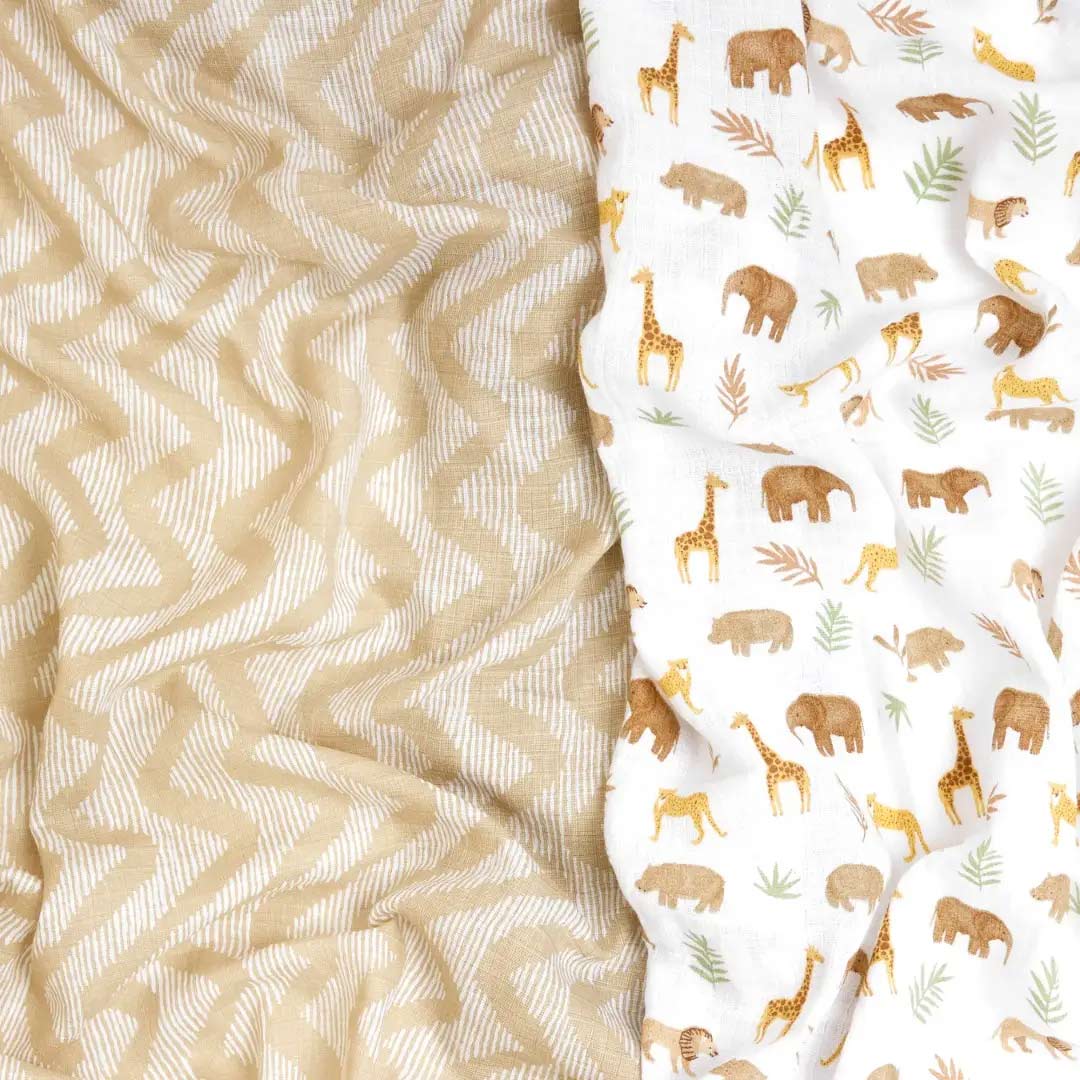 aden + anais Essentials Cotton Muslin 2 Pack Swaddle Blanket - Tanzania - Image 4