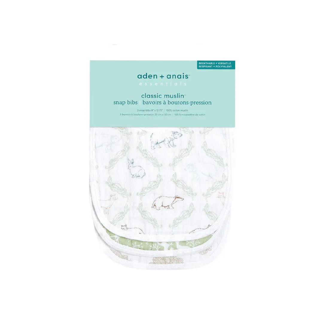 aden + anais Essentials Cotton Muslin Baby Snap Bibs - 3 Pack - Harmony - Image 3
