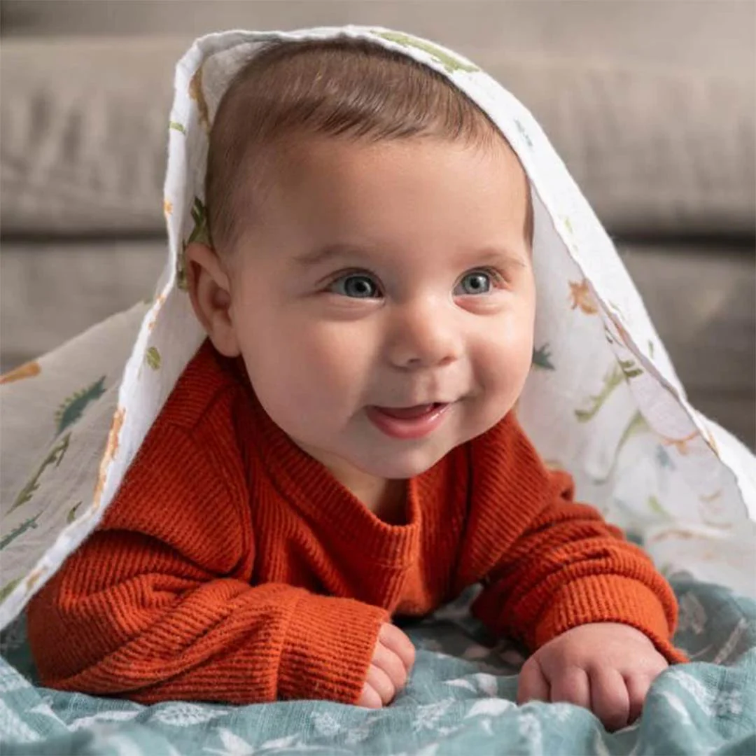 aden + anais Essentials Cotton Muslin Swaddle Blankets 2pk - Dino Jungle - Image 2