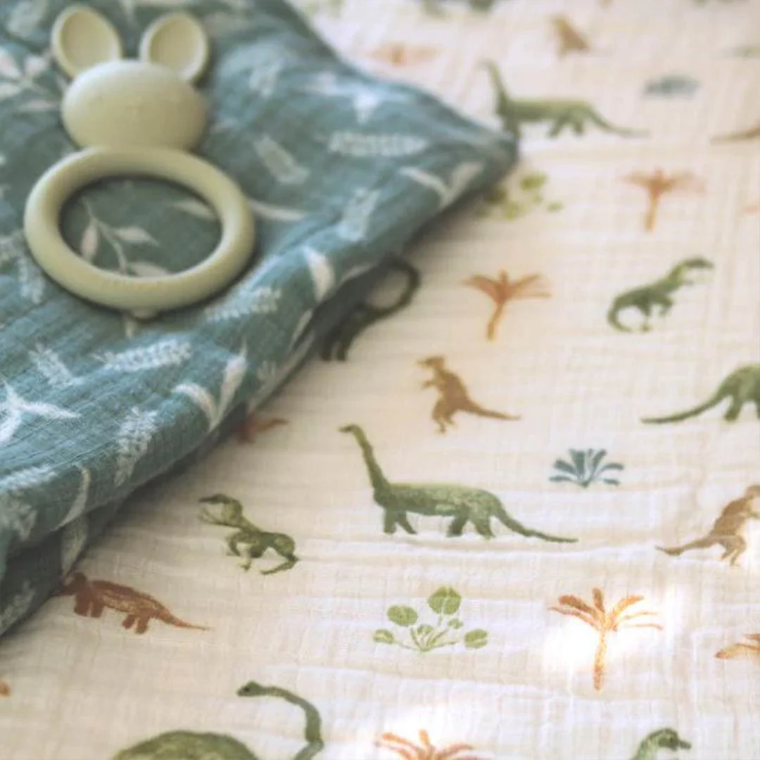 aden + anais Essentials Cotton Muslin Swaddle Blankets 2pk - Dino Jungle - Image 3