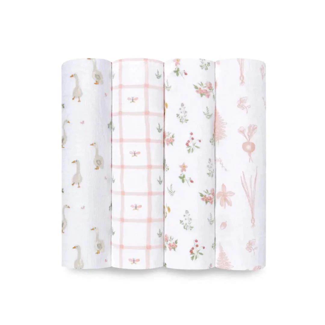 aden + anais Essentials Cotton Muslin Swaddle Blankets 4pk - Country Floral
