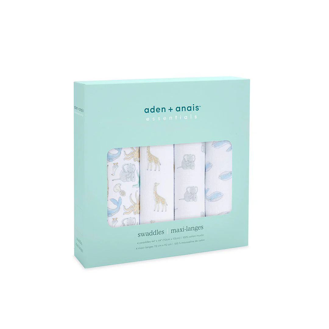 aden + anais Essentials Cotton Muslin Swaddle Blankets - Natural History - 4 Pack - Image 4