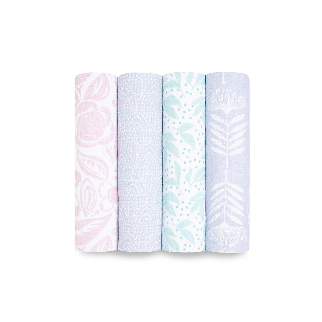aden + anais Essentials Muslin Swaddles - Damsel - 4 Pack