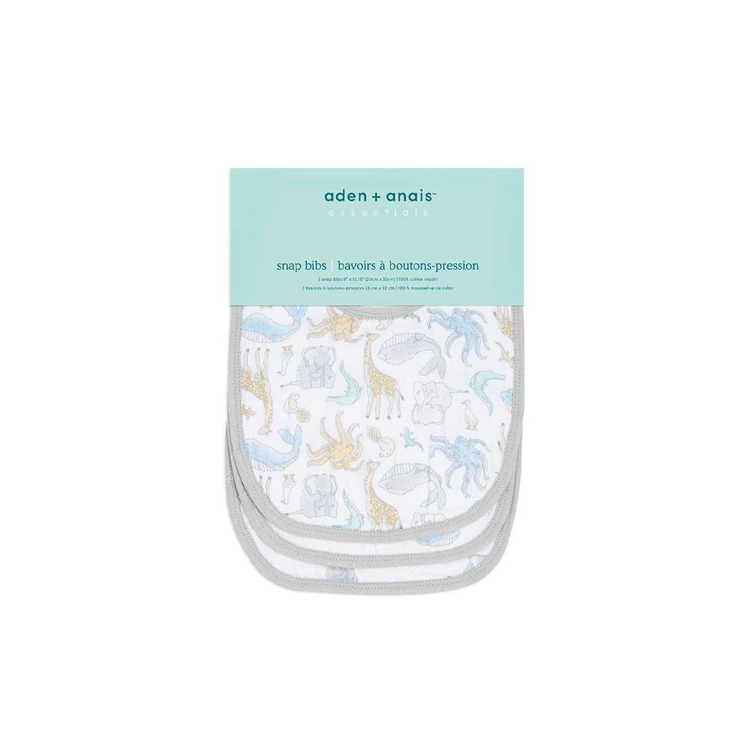 aden + anais Essentials Snap Bibs - Natural History - 3 Pack - Image 3