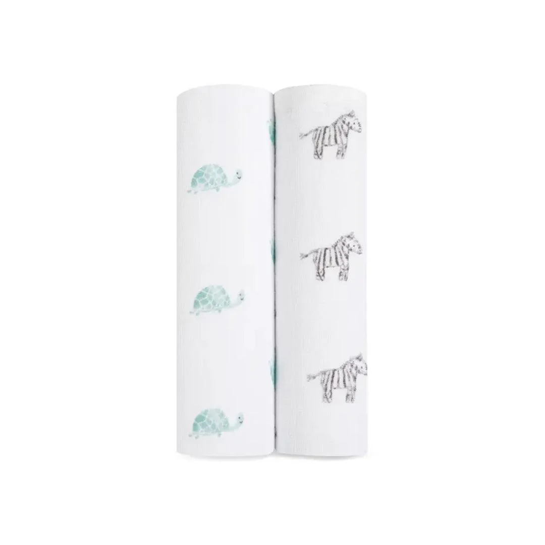 aden + anais Large Organic Cotton Muslin Swaddles 2pk - Animal Kingdom