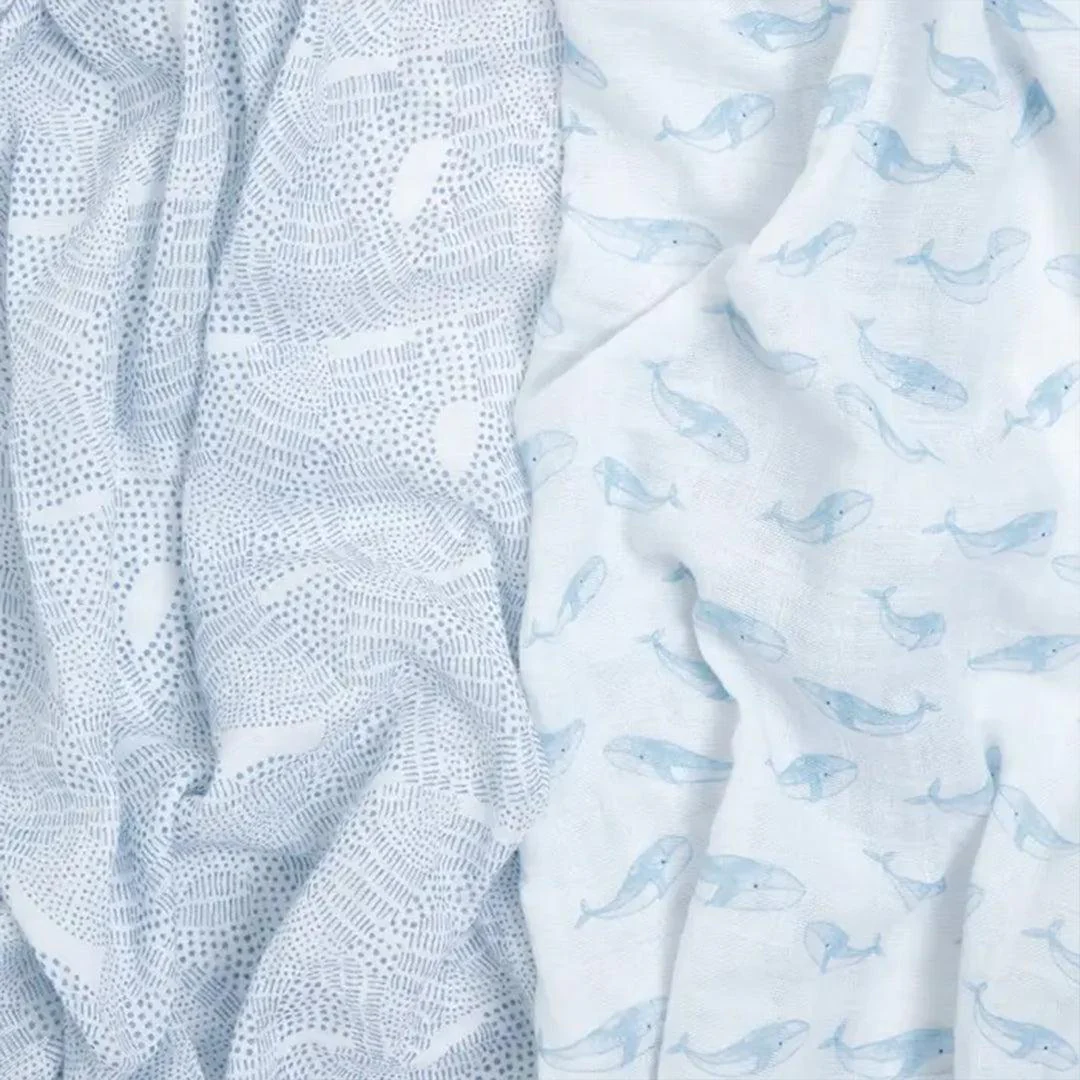 aden + anais Large Organic Cotton Muslin Swaddles 2pk - Oceanic - Image 5