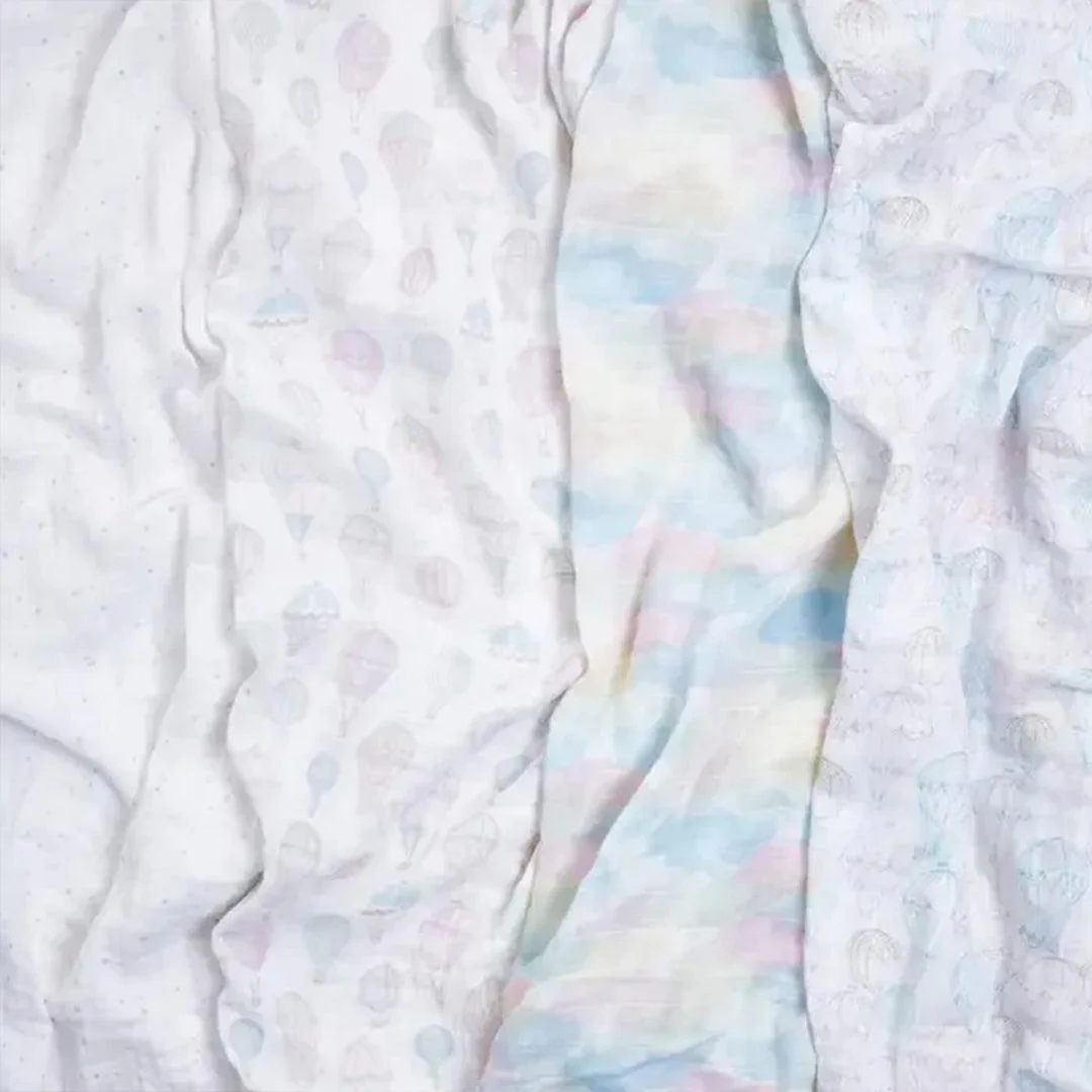 aden + anais Large Organic Cotton Muslin Swaddles 4pk - Above The Clouds - Image 2