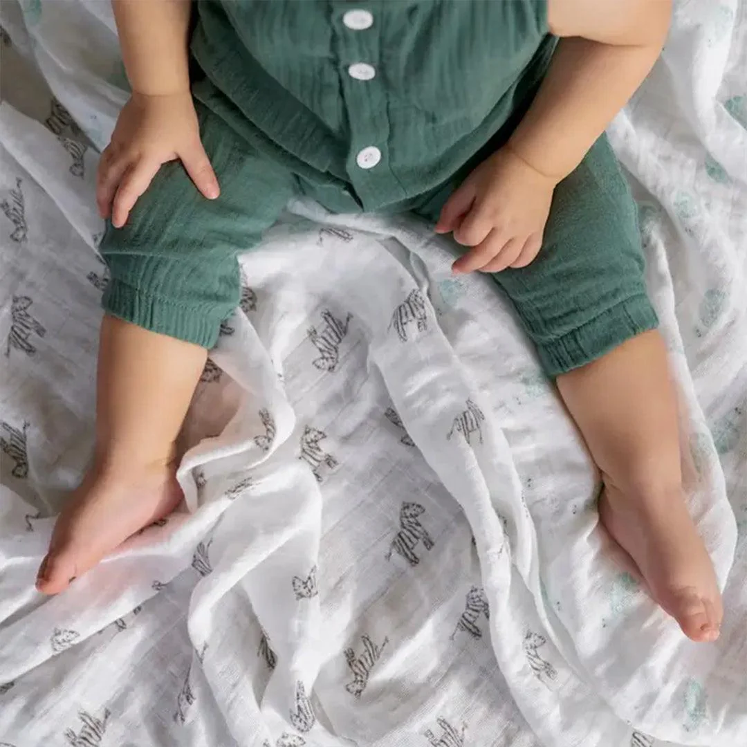 aden + anais Large Organic Cotton Muslin Swaddles 2pk - Animal Kingdom - Image 2