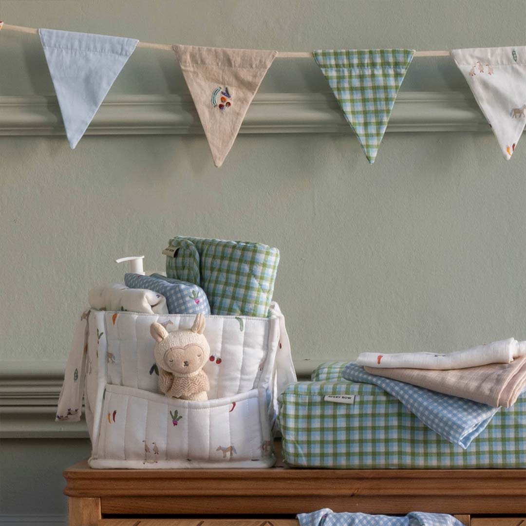 Avery Row Cotton Travel Baby Changing Mat - Greenhouse Gingham - Image 3