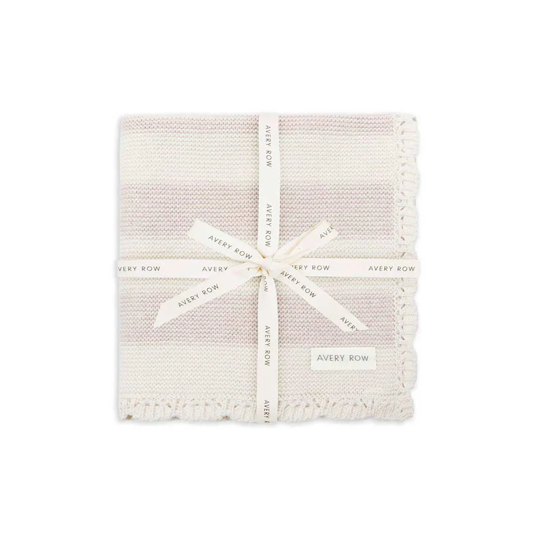Avery Row Stripe Knit Blanket - Oat Melange