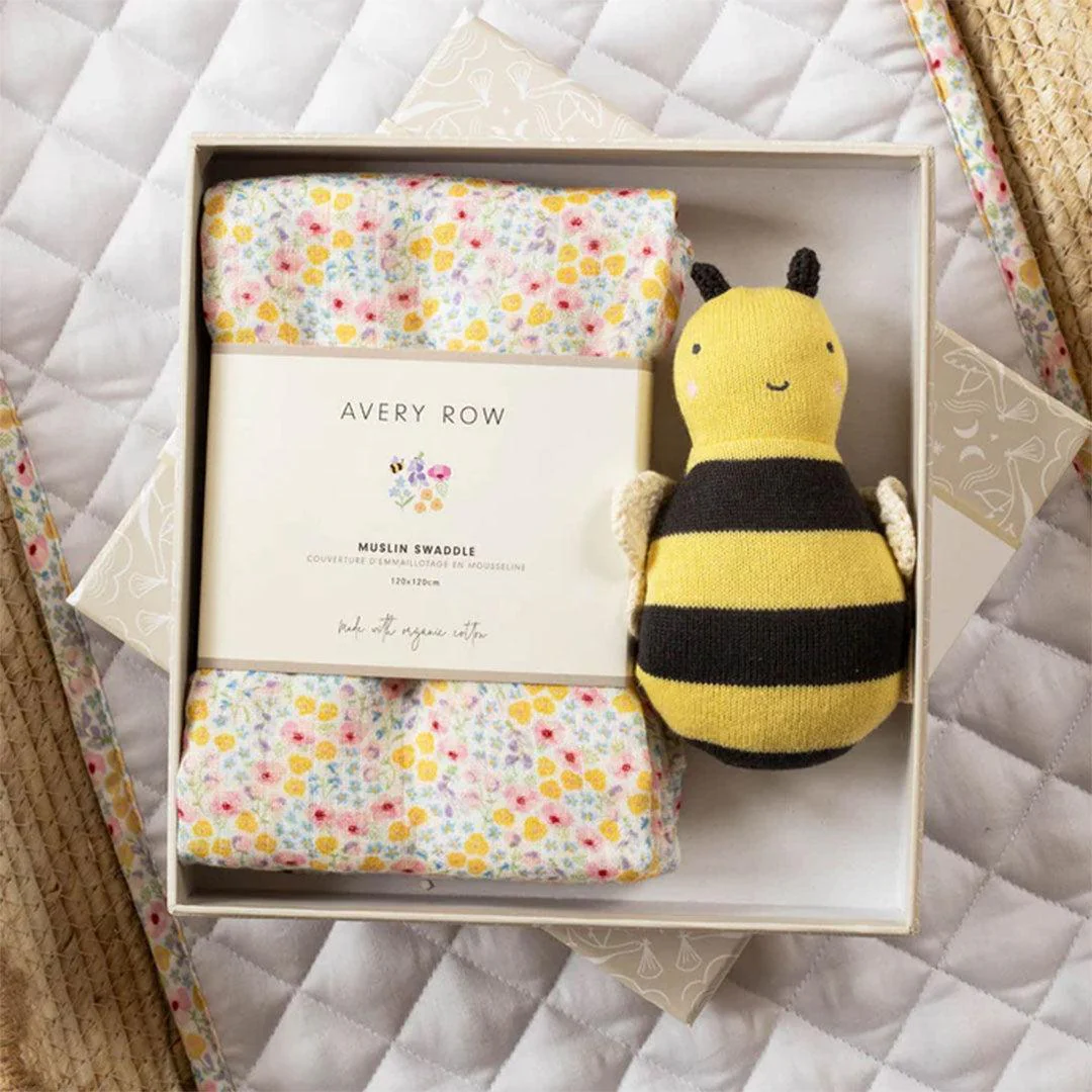 Avery Row Swaddle & Cuddle New Baby Gift Set - Wildflower Garden - Image 2