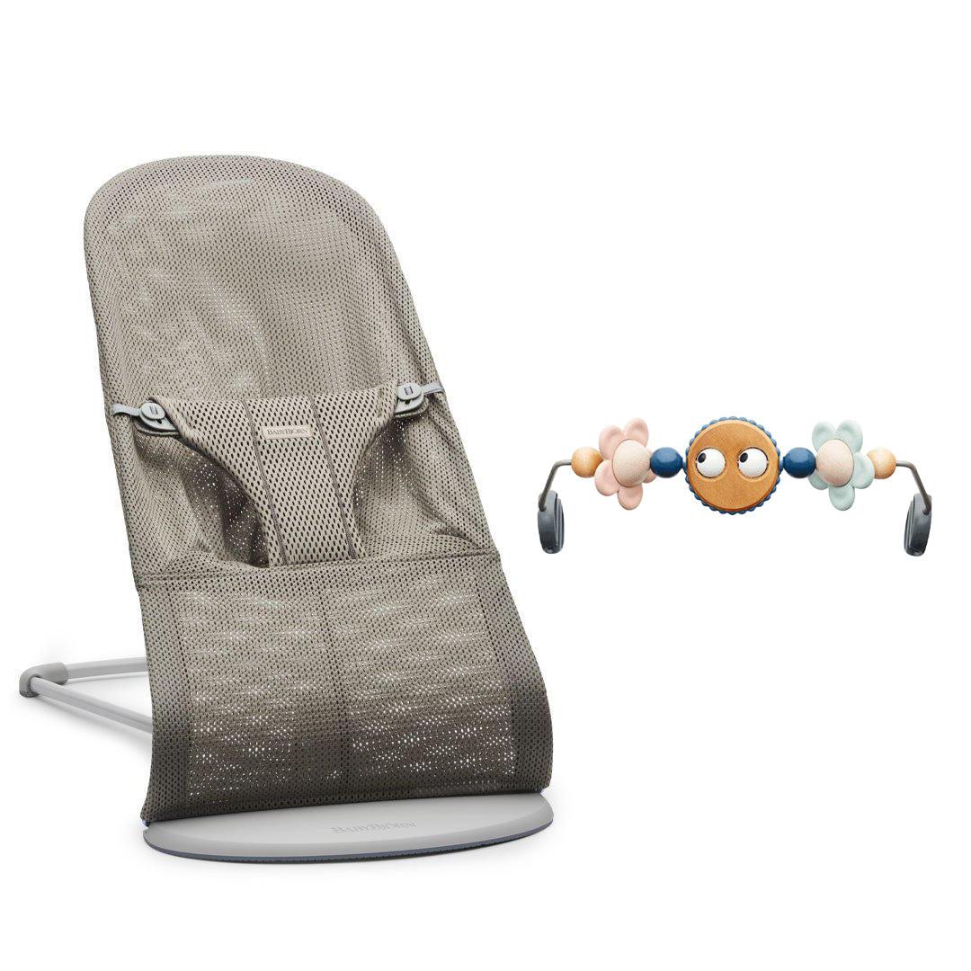 BabyBjörn Baby Bouncer Bliss + Toy - Googly Eyes Pastel - Grey Beige - Mesh