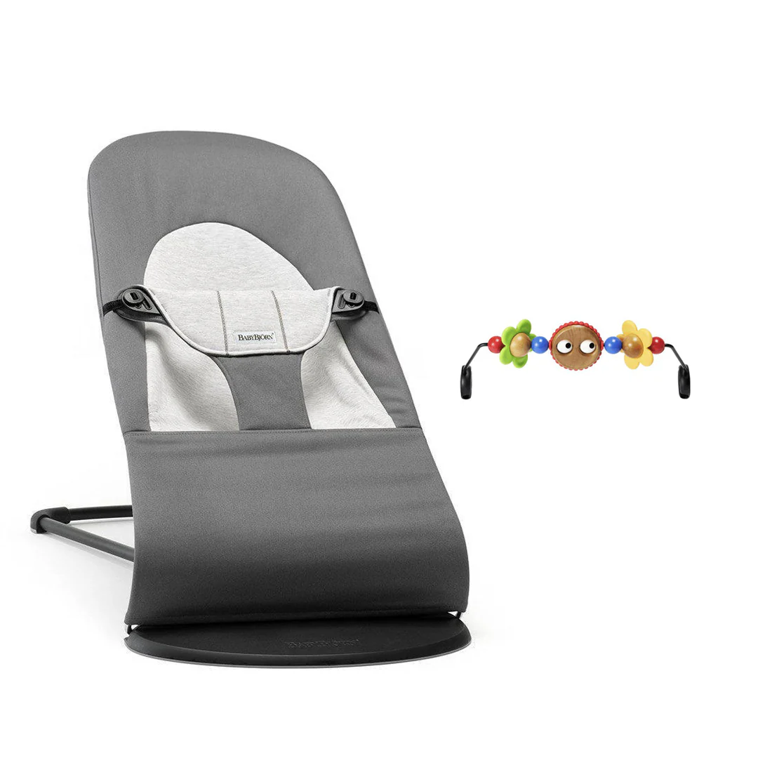 BabyBjorn Balance Woven Baby Bouncer - Black Frame - Dark Grey/Grey - Image 10