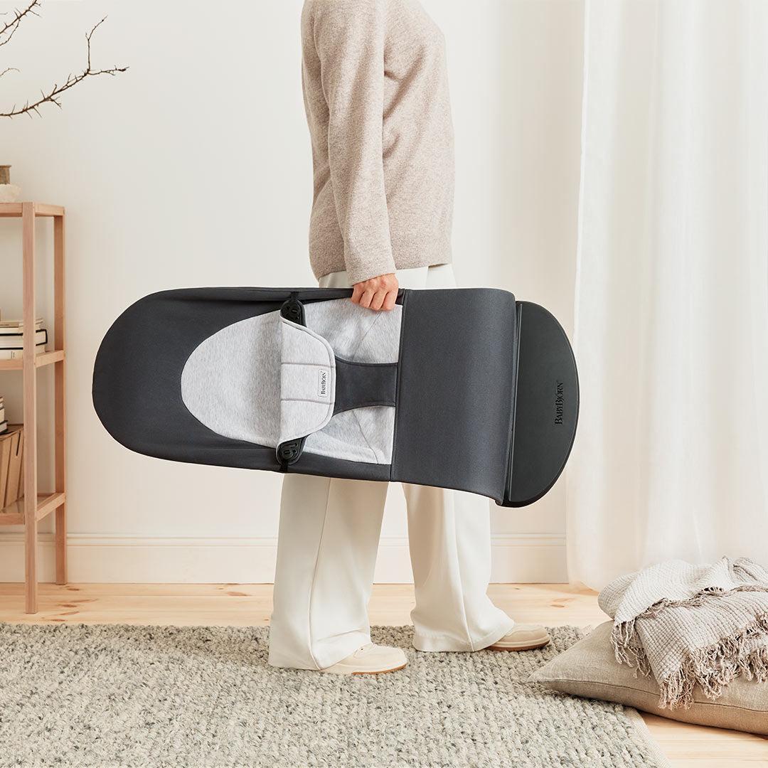 BabyBjorn Balance Woven Baby Bouncer - Black Frame - Dark Grey/Grey - Image 6
