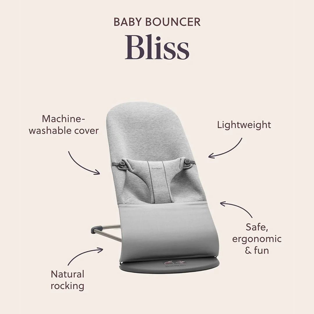 BabyBjörn Bouncer Bliss Woven Mélange - Light Grey - Image 4