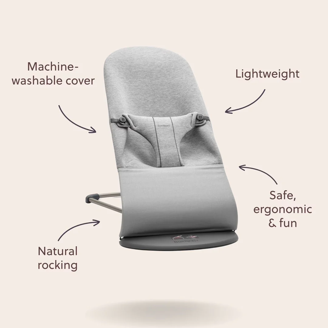 BabyBjorn Bouncer Bliss - 3D Jersey  - Sand Grey - Image 3