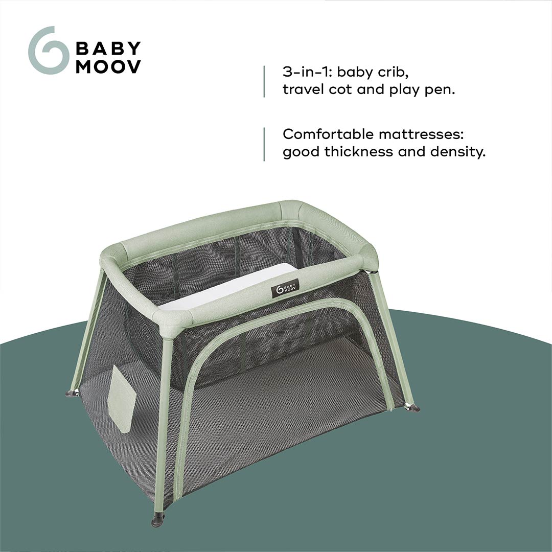 Babymoov Travel Cot 3 in 1 Moov & Comfy - Sage - Image 3