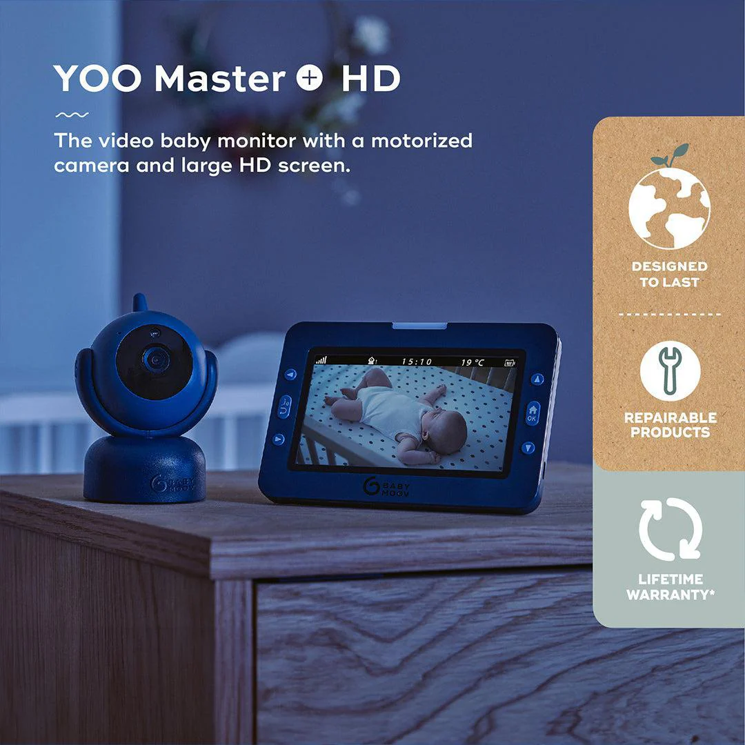Babymoov YOO MASTER PLUS HD Motorised video babymonitor, screen 5" - Blue - Image 2