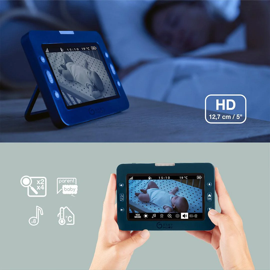 Babymoov YOO MASTER PLUS HD Motorised video babymonitor, screen 5" - Blue - Image 4