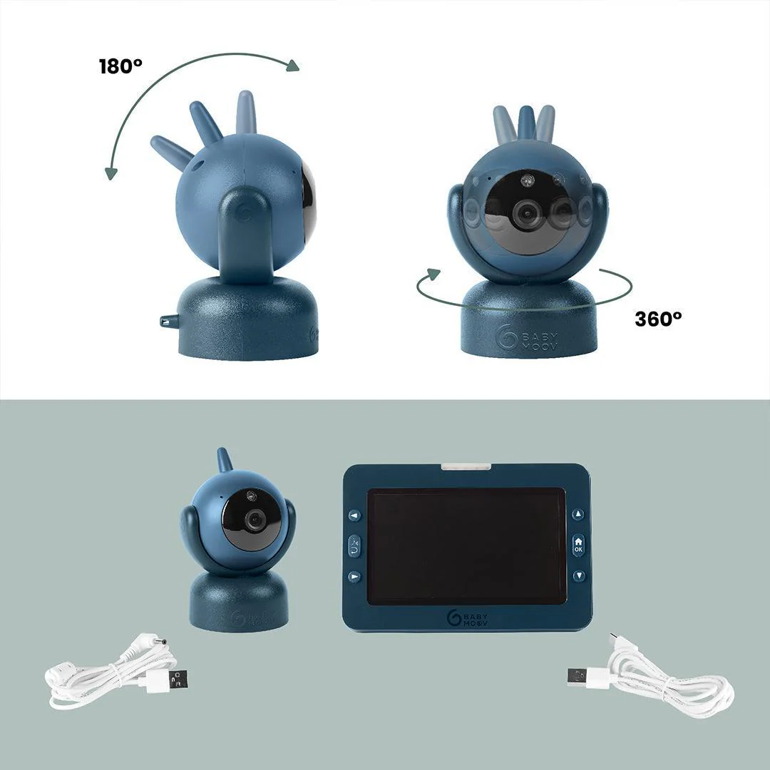 Babymoov YOO MASTER PLUS HD Motorised video babymonitor, screen 5" - Blue - Image 5