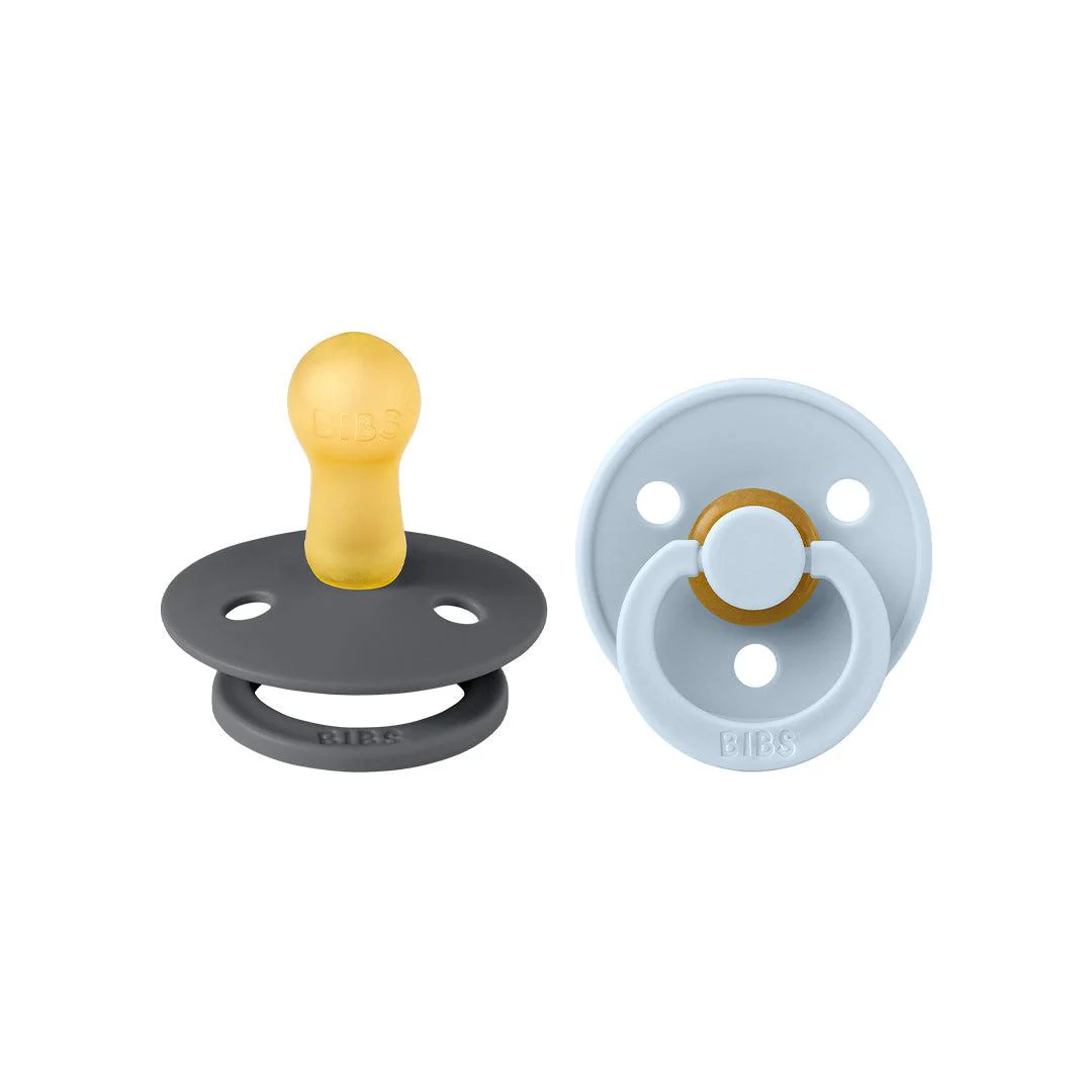 BIBS Colour Latex Pacifiers - Iron + Baby Blue - 2 Pack - Image 2