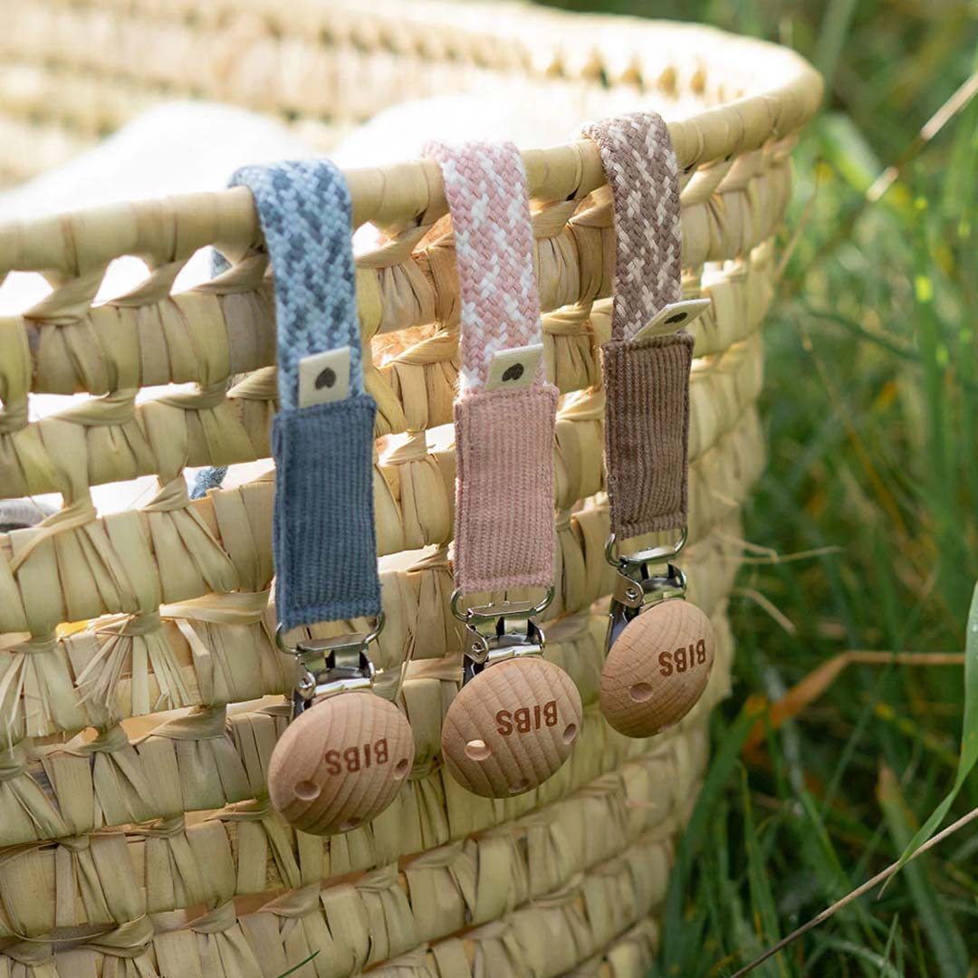 BIBS Paci Braid Pacifier Clip - Blush + Ivory - Image 2