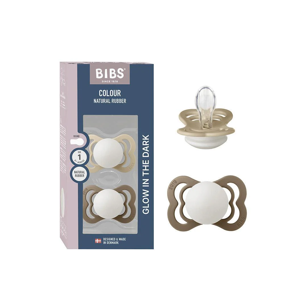 BIBS Pacifier Supreme 2 Pack Silicone - Vanilla Glow / Dark Oak Glow - Image 2