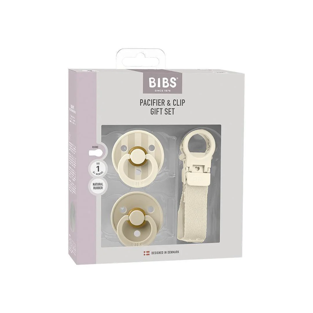 BIBS World Latex Colour Pacifier & Loop Clip Gift Set - Ivory
