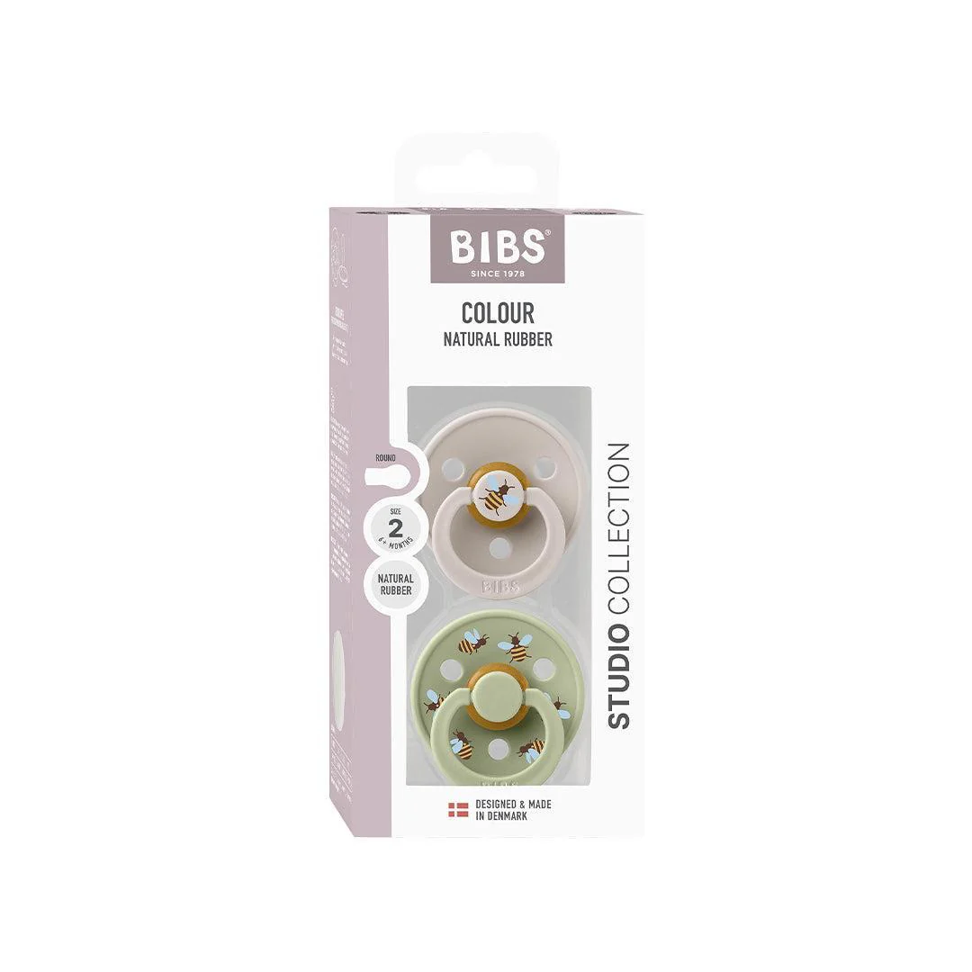BIBS World BIBS Pacifier Studio Colour 2 PACK Bumblebee Latex  - Mushroom Mix - Image 2