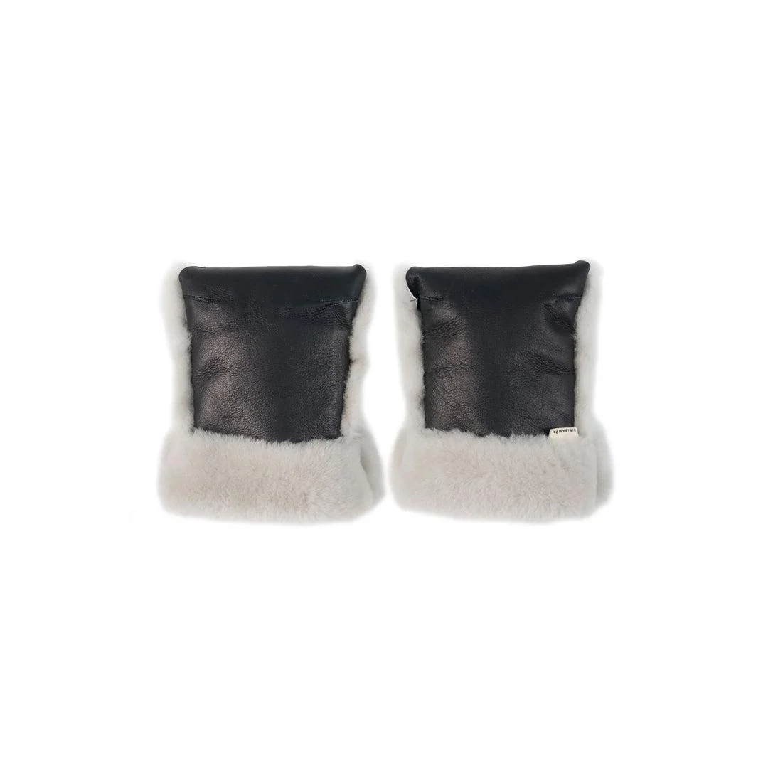 BINIBAMBA Coated Sheepskin Buggy Mittens - Noir + Moon