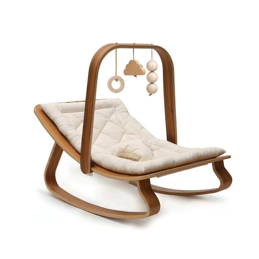 Charlie Crane Walnut  LEVO Baby Rocker - Organic White - Image 5