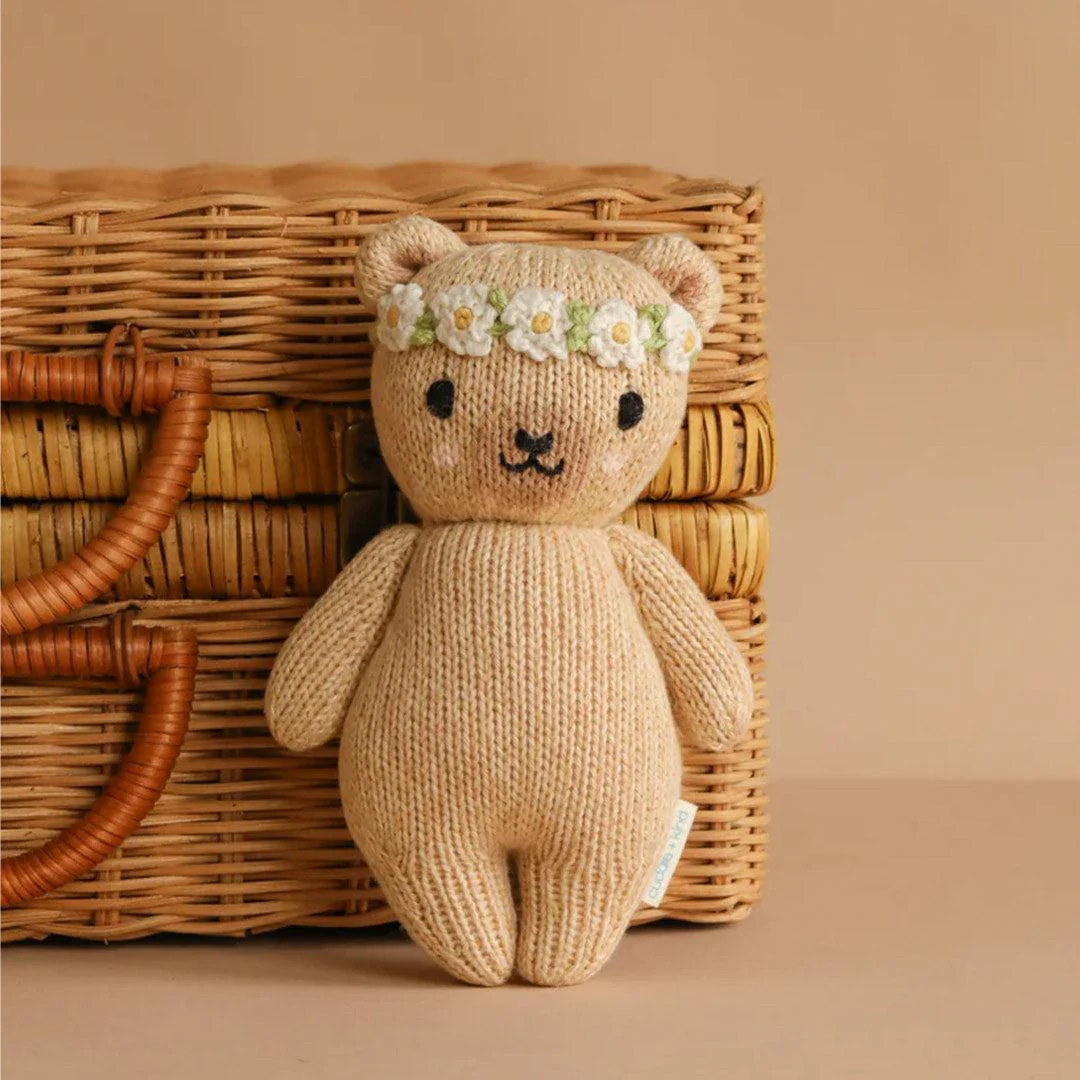 Cuddle + Kind Baby Animal - Baby Honey Bear - Floral Crown - Ivory - Image 2