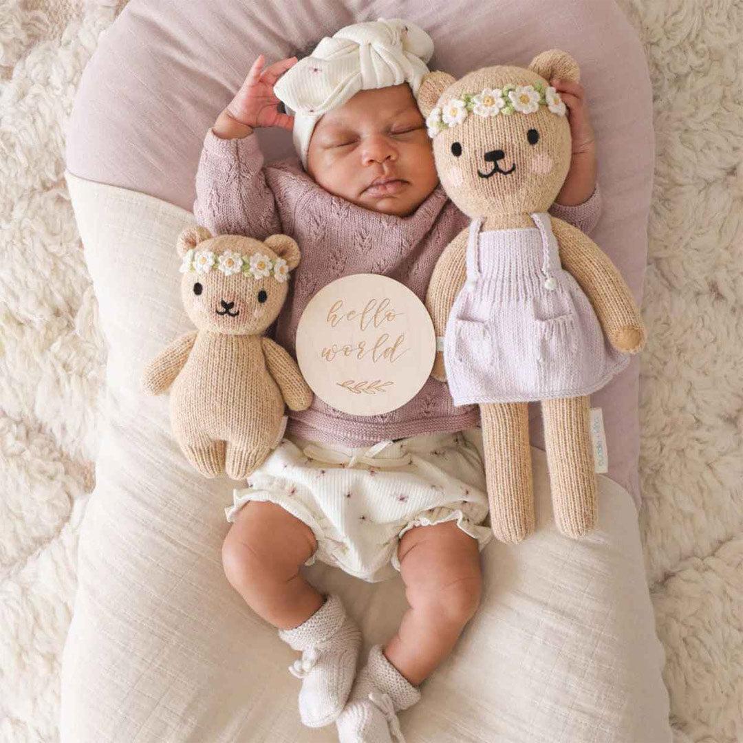 Cuddle + Kind Baby Animal - Baby Honey Bear - Floral Crown - Ivory - Image 4