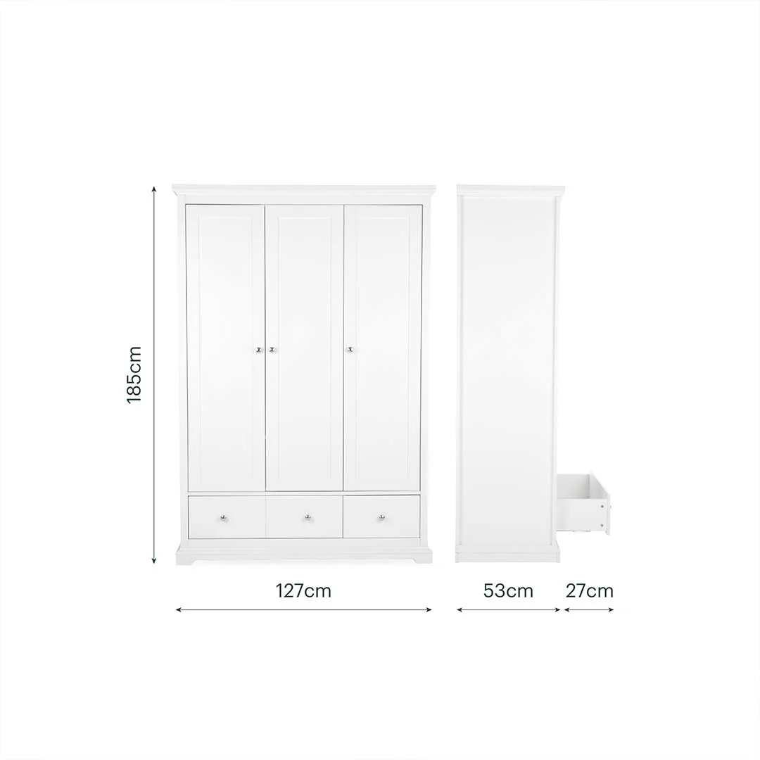CuddleCo Beaumont Triple Wardrobe - White - Image 6