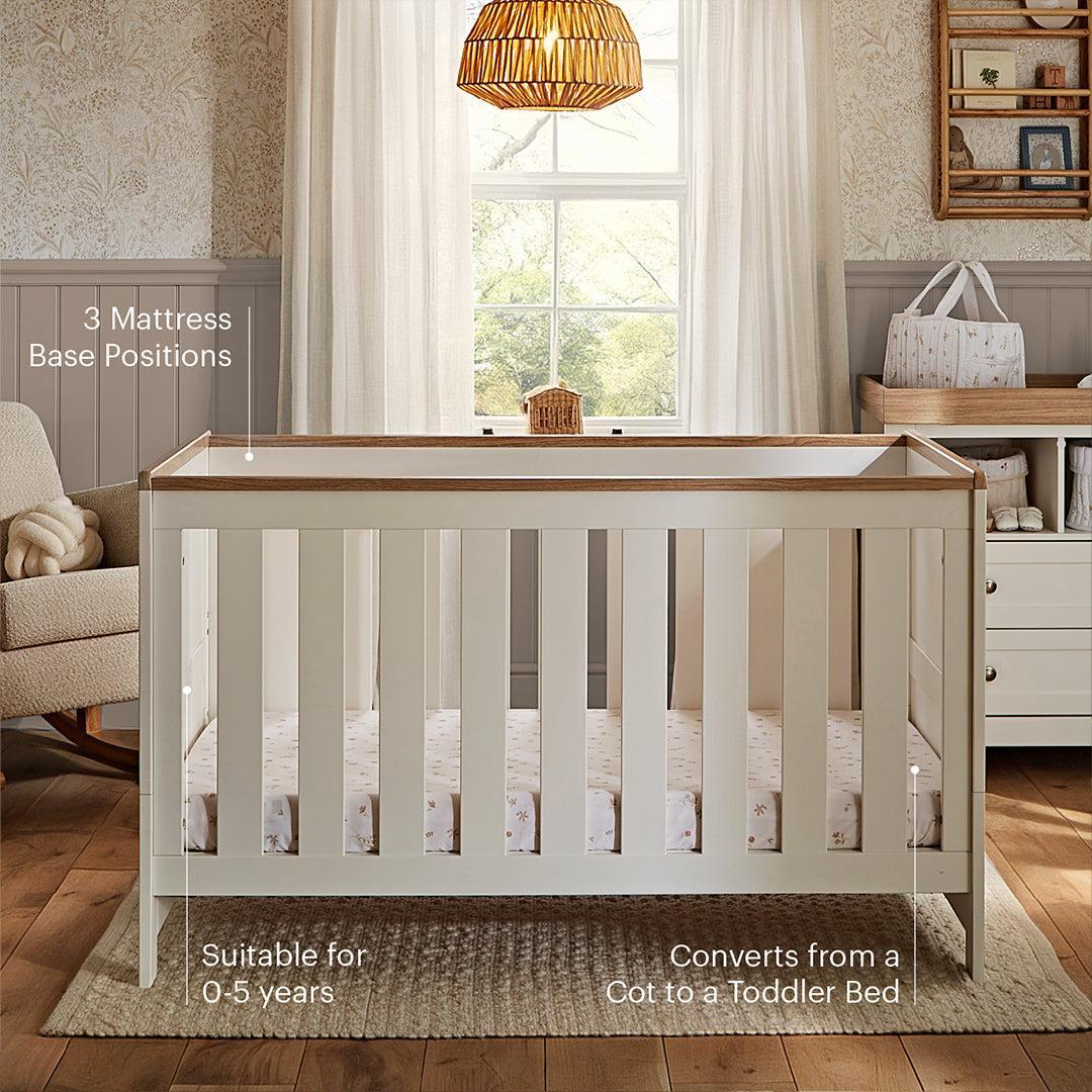 CuddleCo Burford Cot Bed - White/Oak - Image 2