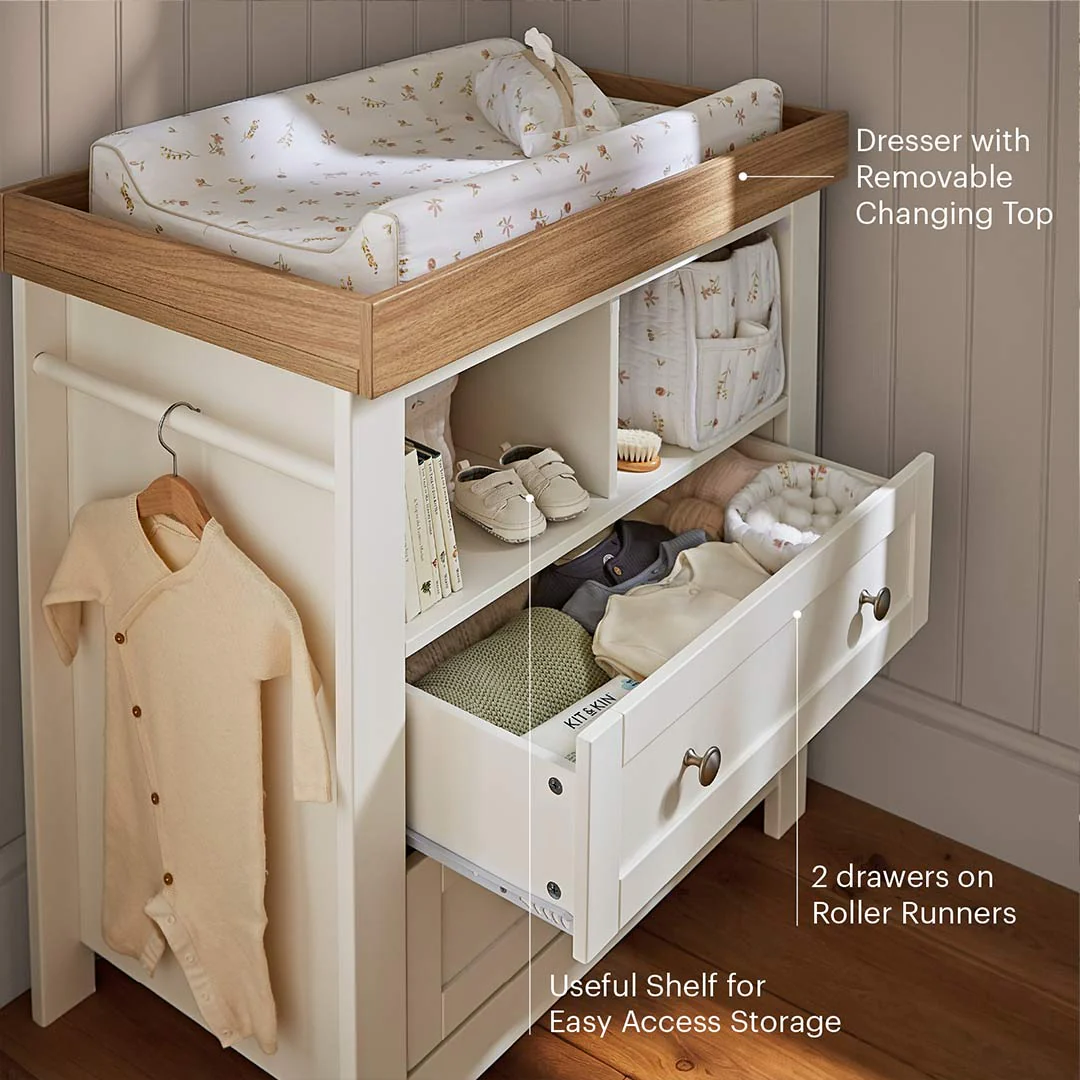 CuddleCo Burford Dresser Changer - White/Oak - Image 3