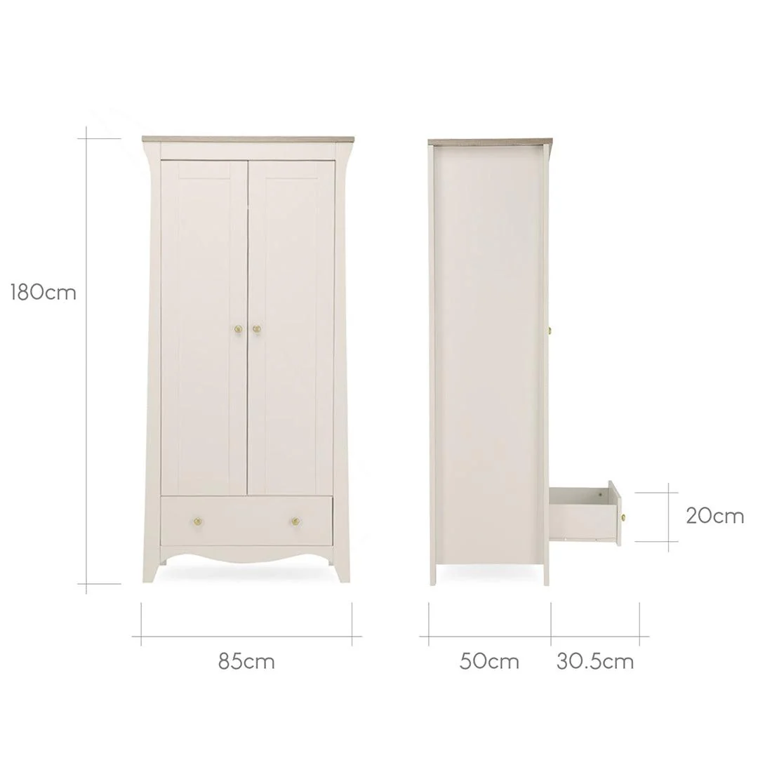 CuddleCo Clara 2-Door Double Wardrobe - Cashmere - Image 8