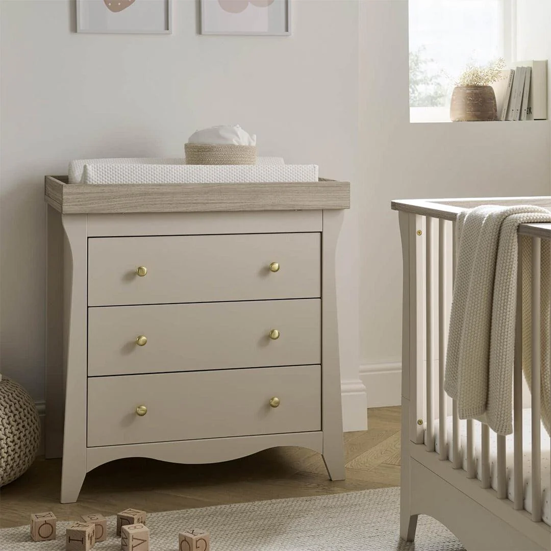 CuddleCo Clara 2 Piece Set 3-Drawer Dresser + Cot Bed  - Cashmere - Image 12