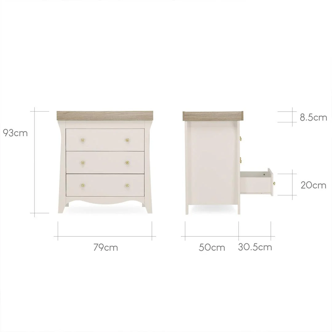 CuddleCo Clara 2 Piece Set 3-Drawer Dresser + Cot Bed  - Cashmere - Image 14