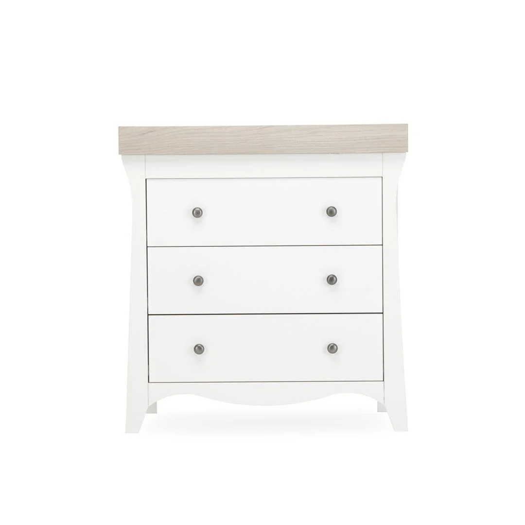 CuddleCo Clara 2 Piece Set 3-Drawer Dresser + Cot Bed  - White/Ash - Image 13