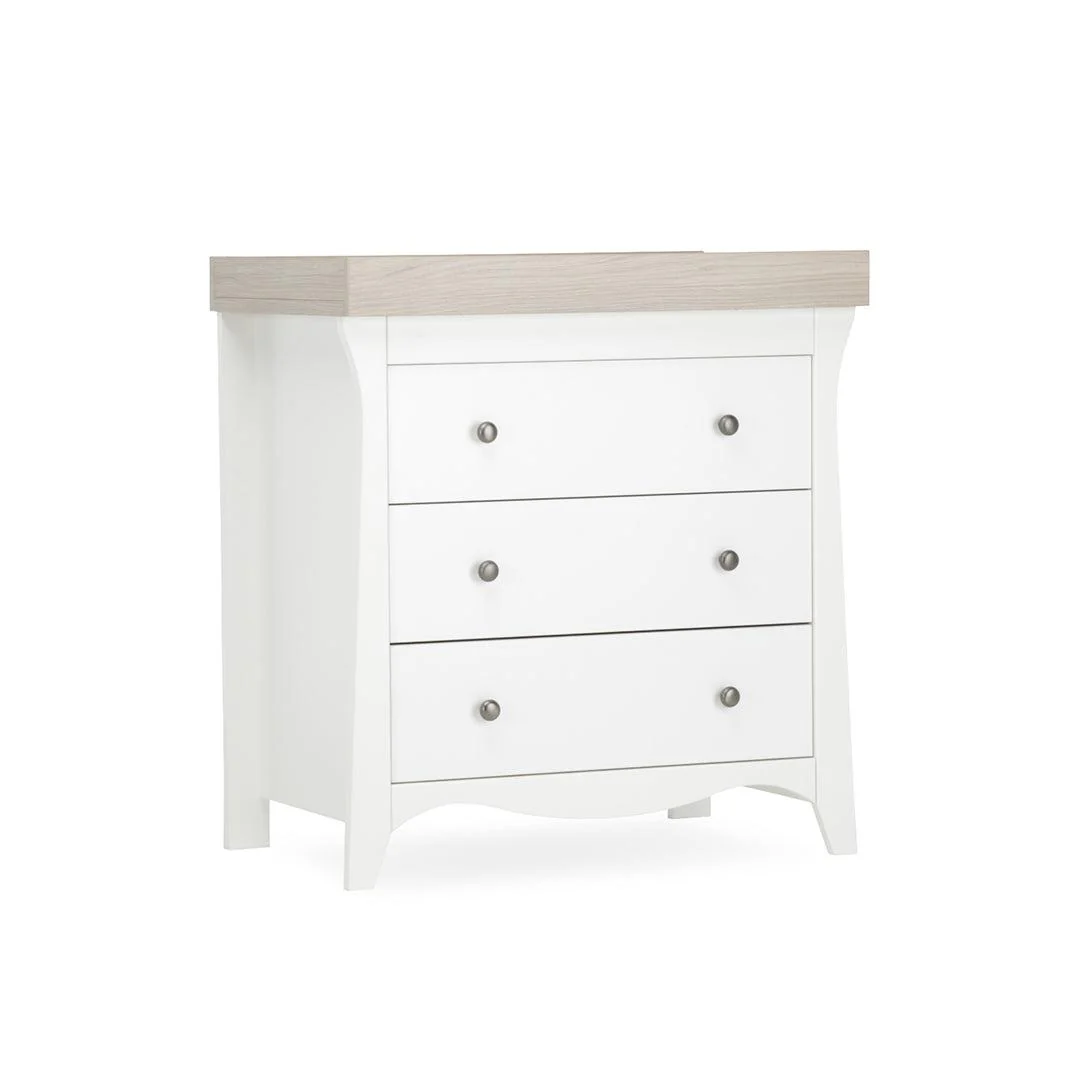 CuddleCo Clara 2 Piece Set 3-Drawer Dresser + Cot Bed  - White/Ash - Image 14