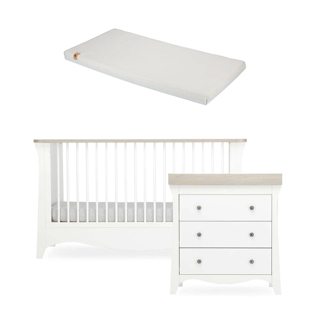 CuddleCo Clara 2 Piece Set 3-Drawer Dresser + Cot Bed  - White/Ash - Image 19