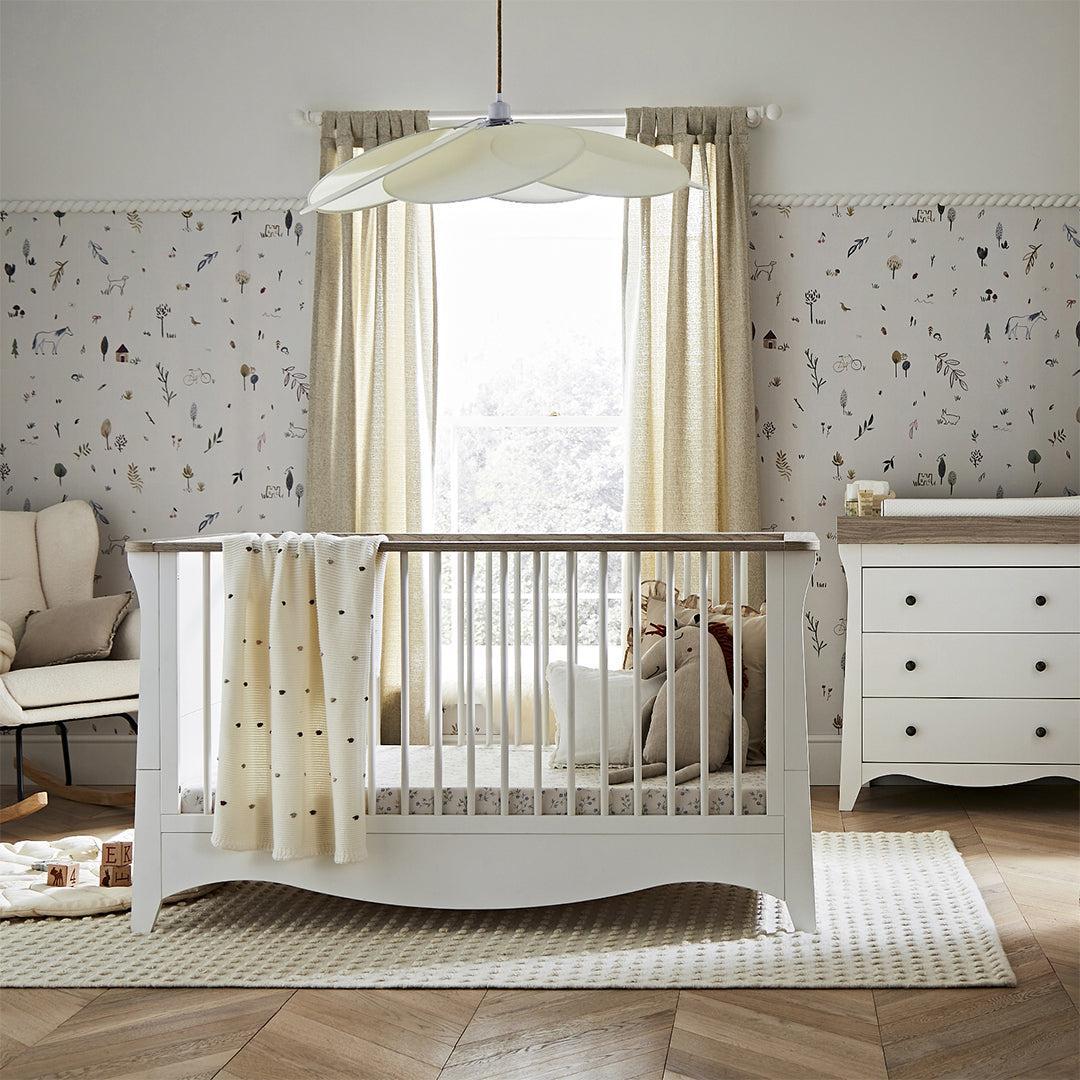 CuddleCo Clara 2 Piece Set 3-Drawer Dresser + Cot Bed  - White/Ash - Image 2