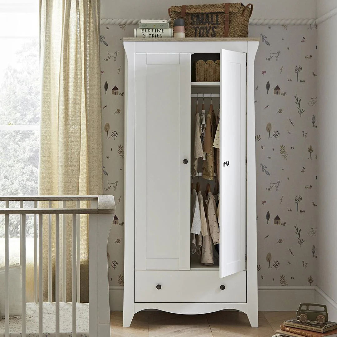 CuddleCo Clara 2-Door Double Wardrobe   - White/Ash - Image 3
