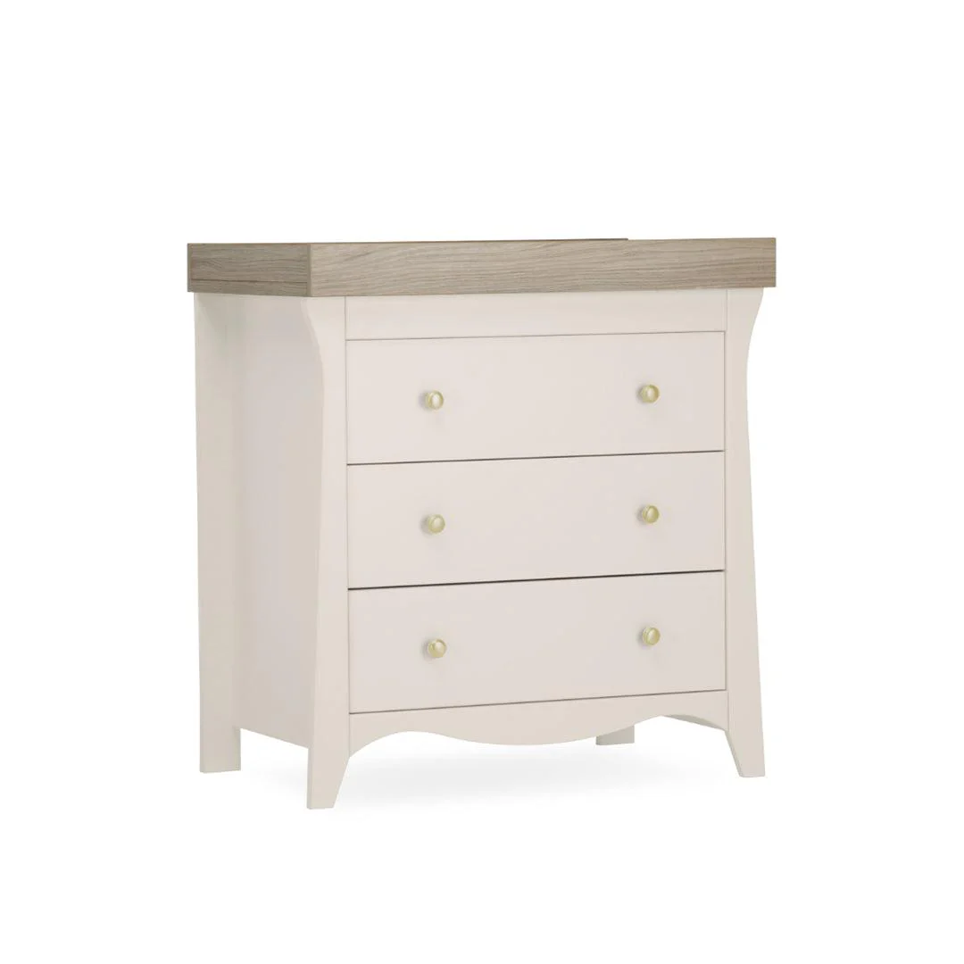 CuddleCo Clara 3 Piece Set Drawer Dresser Cot Bed + Wardrobe - Cashmere - Image 10