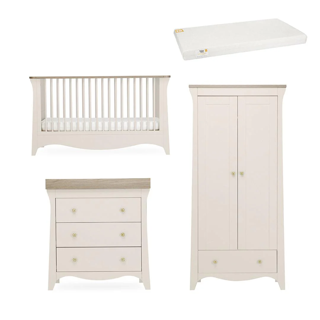 CuddleCo Clara 3 Piece Set Drawer Dresser Cot Bed + Wardrobe - Cashmere - Image 19