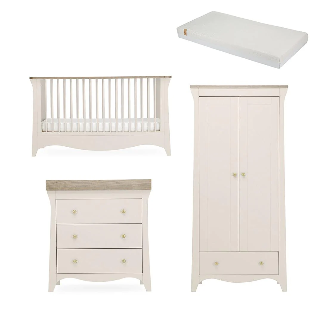 CuddleCo Clara 3 Piece Set Drawer Dresser Cot Bed + Wardrobe - Cashmere - Image 20