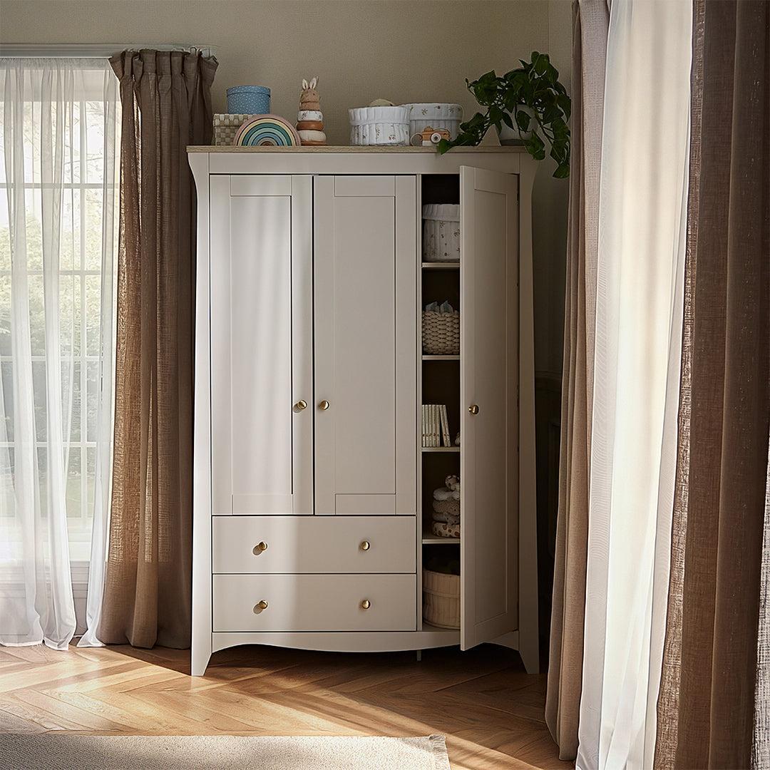 CuddleCo Clara Triple Wardrobe 2 Draw - Cashmere/Ash - Image 4